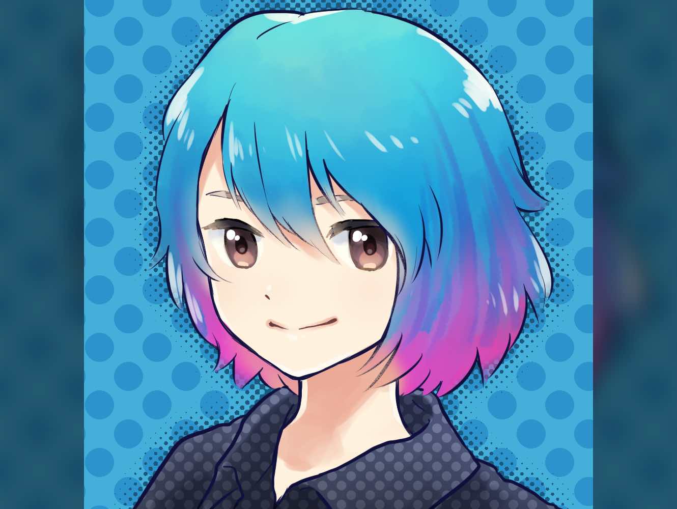 ふじもなおさんに作成して頂いた似顔絵アイコンの髪色を塗り替えてもらいました