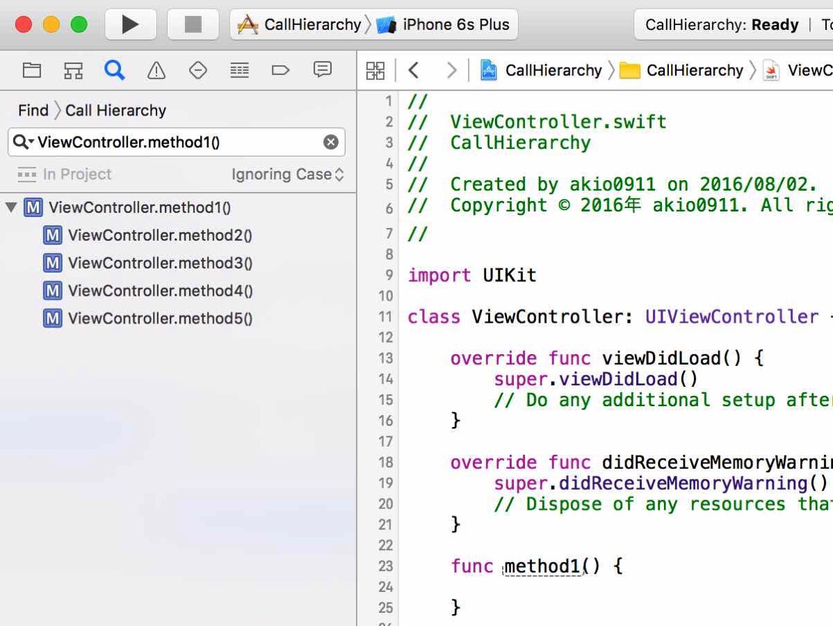 【Xcode 7】メソッドがどこから呼びだされているかを調べる方法